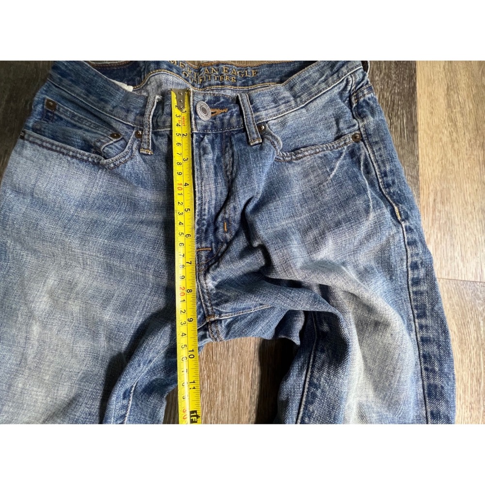 American Eagle Slim Straight Mens 29x30 Blue Jeans Good Faded 100% Cotton Denim - Picture 4 of 6